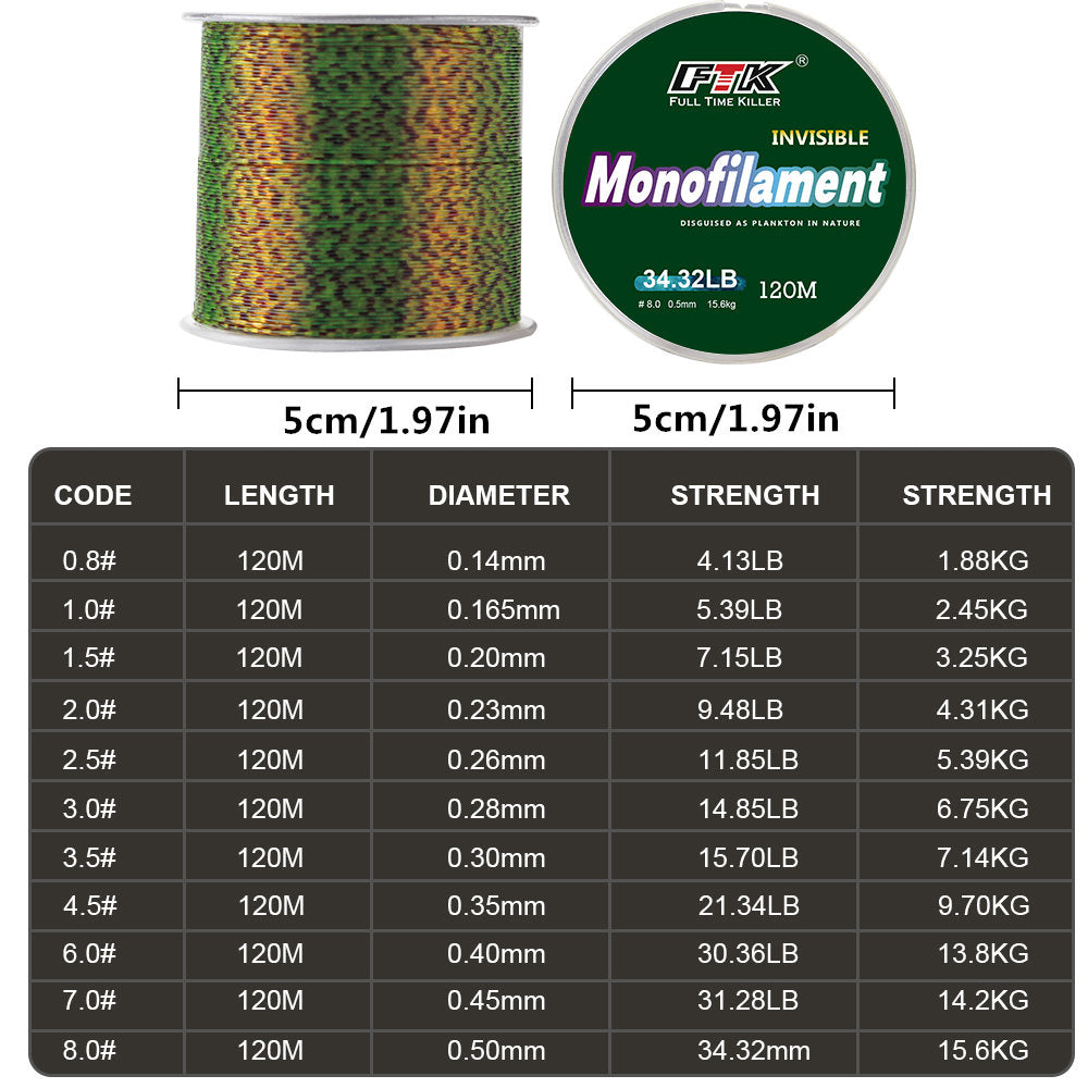 Nylon Monofilament Iinvisible FTK 120mt  Codice 10502