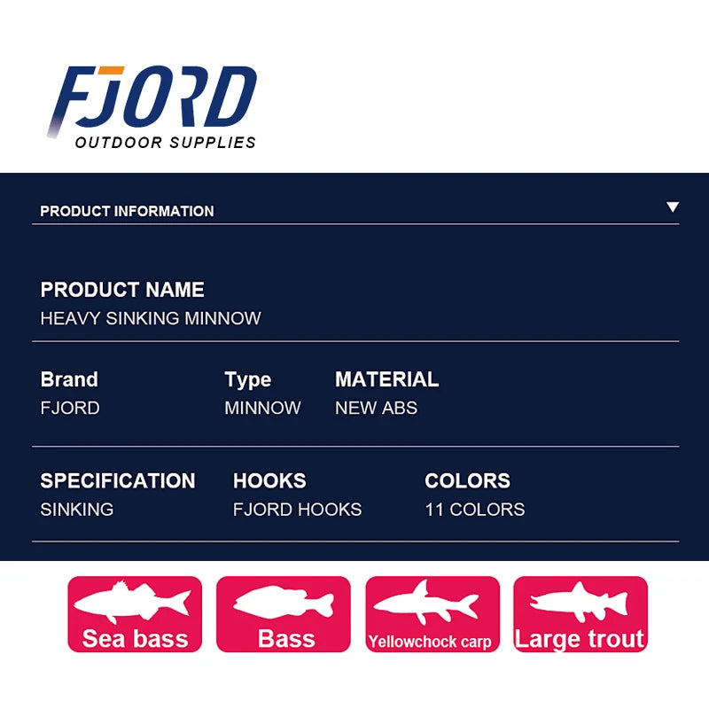 Heavy Sinking Minnow FJORD 110S 37g 90S 29g 70S 17g